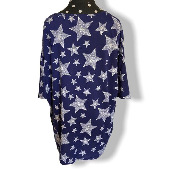 LuLaRoe Womens Top Size Small Irma Blue White Stars Patriotic Altered Tunic NEW - Picture 4 of 5